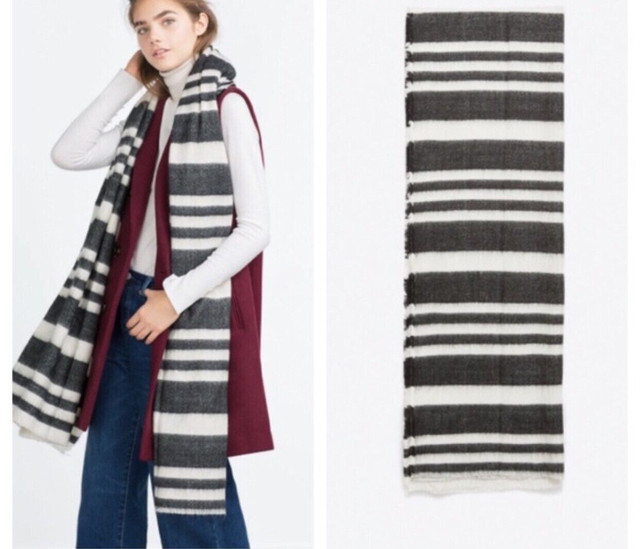 Zara black and white stripe blanket scarf in Women's - Other in Calgary