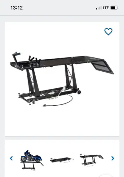 Motorcycle lift. From Princess Auto. I used the pictures from their website because I have the lift...