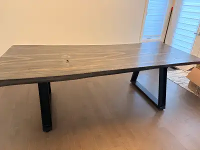 Solid wood table and 4 dining chairs, View more