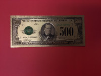 $500 us gold      plated  fantasy note