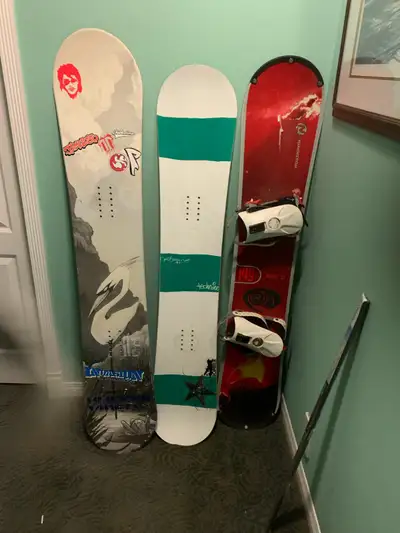 Varying snowboards of sizes and lengths and some Gear, View more
