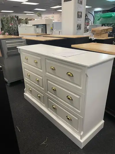 Beautiful 6 Drawer White Double Dresser, classic wardrobe , View more