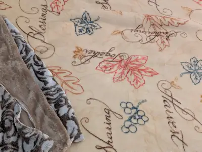 'BLESSINGS' Cozy Velour/Fleece Blanket + Velour Body Pillow Cove, View more