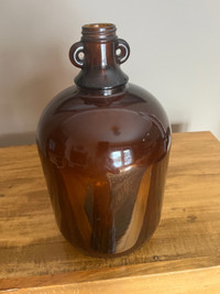 Antique Brown Amber Glass Handled Jug 