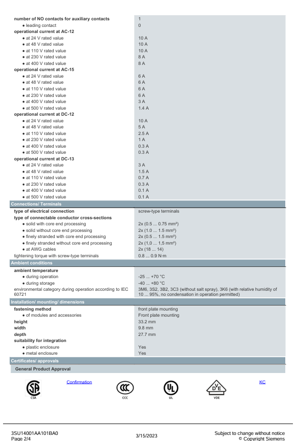 SIEMENS 3SU1400-1AA10-1BA0 Contact Block SPST-NO 10A 500V 1Pole in Electrical in Laval / North Shore - Image 4