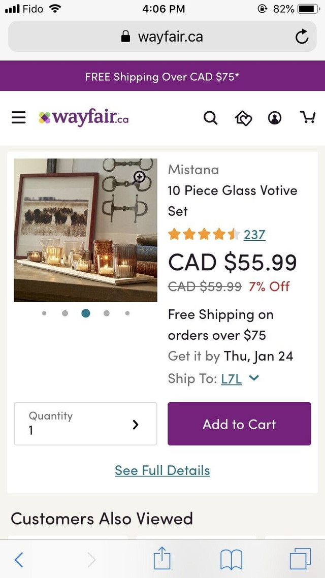 BNIB wood tray and glass votives, 10 piece in Home Décor & Accents in Mississauga / Peel Region - Image 2