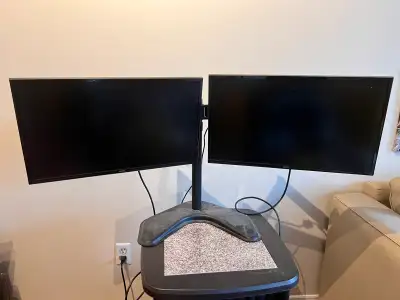 Dual monitors w/ stand, View more