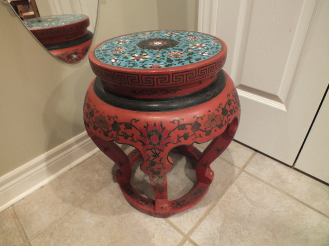ANTIQUE CHINESE CLOISONNE TOP STOOL TABLE in Other Tables in Barrie