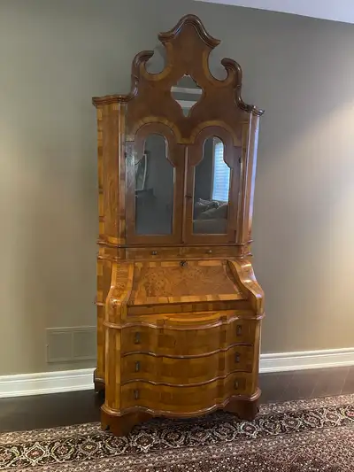 Italian Walnut Secretary Desk Cabinet – Handcrafted Piece, View more