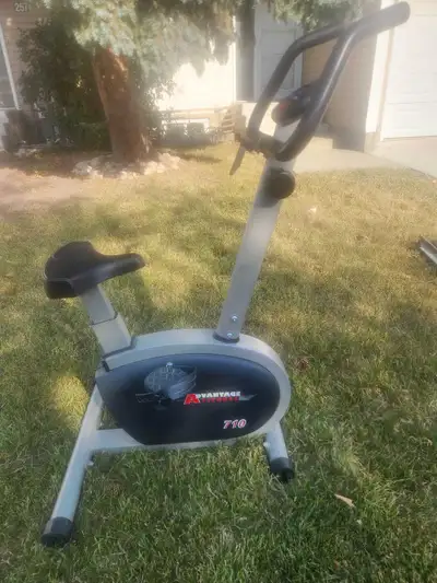 Get in shape with this Advantage Fitness 710 exercise bike, perfect for home workouts with adjustabl...
