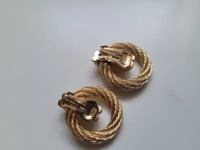 Vintage Christian Dior Hoop Knot Dangle Earrings, View more