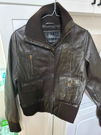 BEDO brown leather jacket , size Large