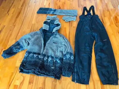 Manteau RÉVERSIBLE+salopette+mitaines+foulard bleus MEDIUM comme, View more