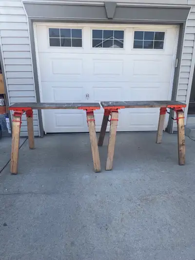 These are heavy duty saw horses, great for either work benches or as a platform to stand on. Highly...