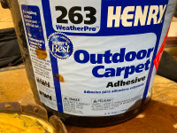 Pail of Henry outdoor carpet/turf glue.