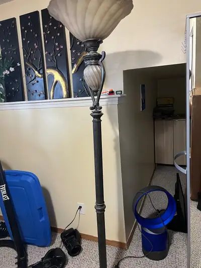 Brass Lamp with glass shades $100, View more