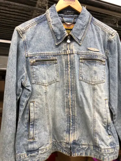 Harley-Davidson “Live To Ride” Patch Denim Zip-Up Motorcycle Jac, View more