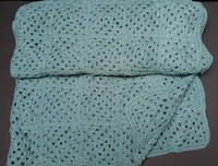 New teal blue 60 x 68-inch hand-crocheted afghan blanket