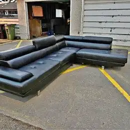 BLACK leather sectional sofa, View more