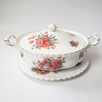Royal Albert Centennial Rose Round Covered Vegetable with Tray