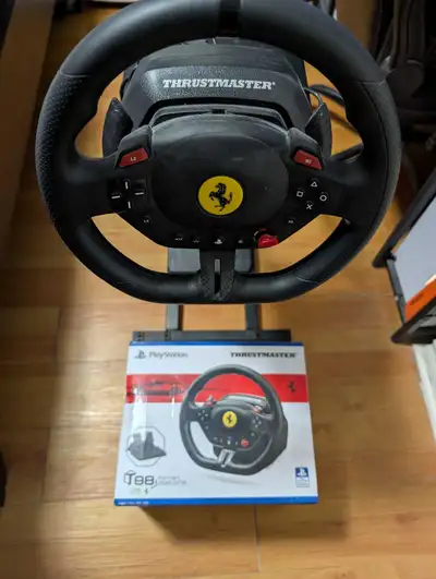 Thrustmaster T98 steering wheel and pedals set w/stand, View more