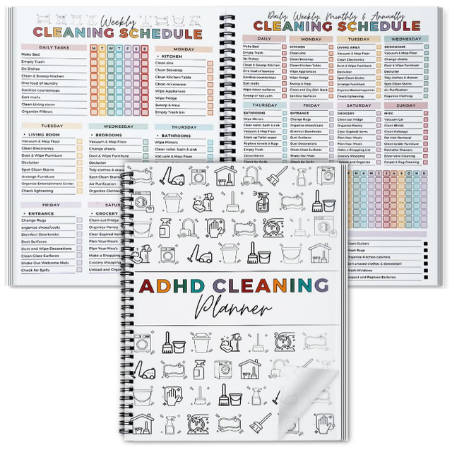 ADHD-Friendly Cleaning Planner – Chart & Checklist Notebook64959967278849121
