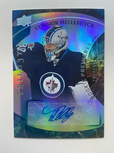 2015-16 Upper Deck Trilogy #161 Level 2 Auto Connor Hellebuyck 189/199