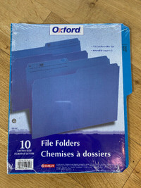 10 Letter-size blue file folders - new in package