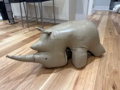 REINER’S Rhino Genuine Leather Shaped Ottoman, View more