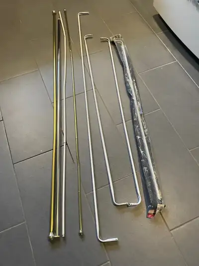 6 curtain rods and shower rod, View more