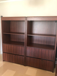 Contemporary Wall Units and Credenza, Mahogany, dining or office