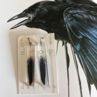 NEW Black Drop Designs Acrylic Feather Drop Earrings