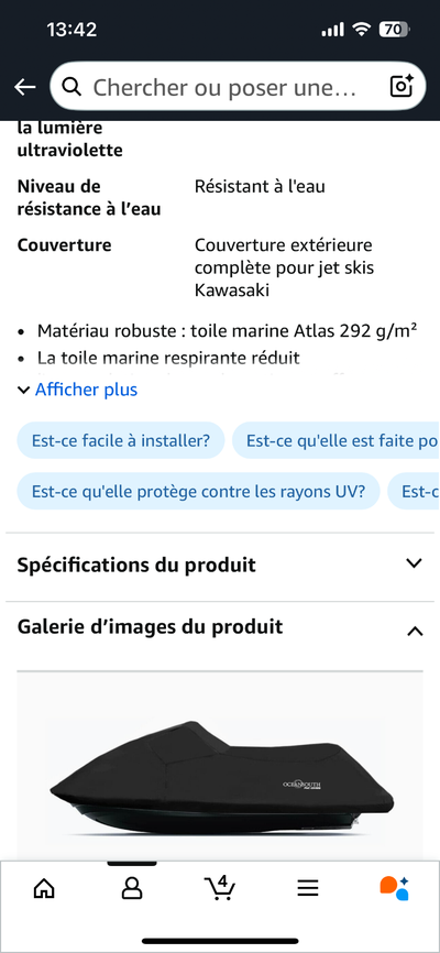 Toile Océan South, résistance à l'eau, couverture extérieur complète. Toile marine Atlas 292 g/m cub...