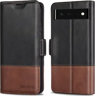 KEZiHOME Google Pixel 6 Case Genuine Leather Wallet Case w/Card, View more