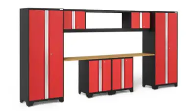 New Age Cabinet Set. Less than 2 years of use. Full-length aluminum handles let you easily access yo...