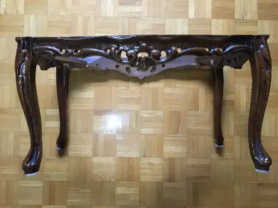 Vintage wood frame  sofa table without top 1970’s, View more