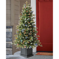 4.5 ft Pre-Lit Potted Aspen Artificial Christmas Tree