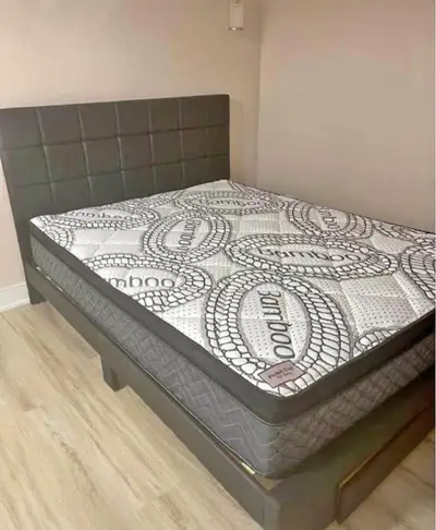 Never used !! Queen Bed Frame with Organic Bamboo Mattress , View more