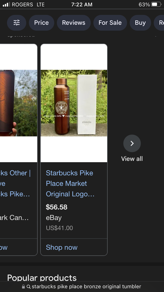 Starbucks Bronze First StoreTumbler Water Coffee Bottle in Arts & Collectibles in Richmond - Image 5