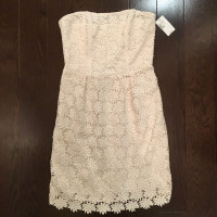 NWT Ivory Strapless Crochet Lace Dress