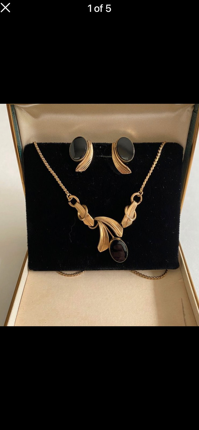 Vintage Van Dell Black Onyx Necklace and Earring set in Jewellery & Watches in Abbotsford
