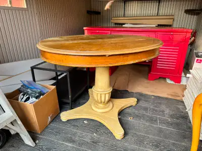 Wood top oval dining table, View more