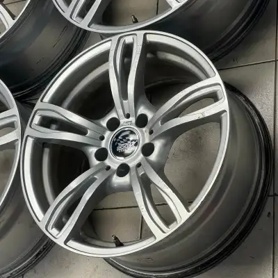 Set of four aftermarket aluminum alloy rims 17" x 8" 5x112 bolt pattern +35 offset 66.6 center bore...
