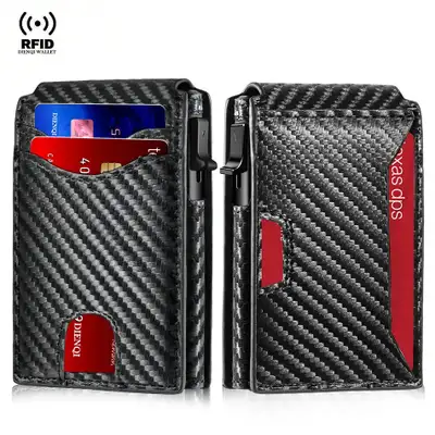 Carbon Fiber Rfid Credit Card Holder Men Wallets Anti Theft Slim Thin Wallet Luxury Cardholder Minim...