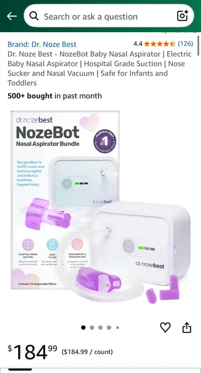 Dr. Noze Best - NozeBot Baby Nasal Aspirator | Electric Baby Nasal Aspirator | Hospital Grade Suctio...