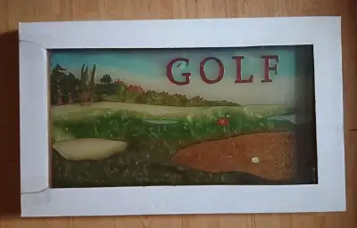 Vintage Stained Glass Golf Window Panel, View more