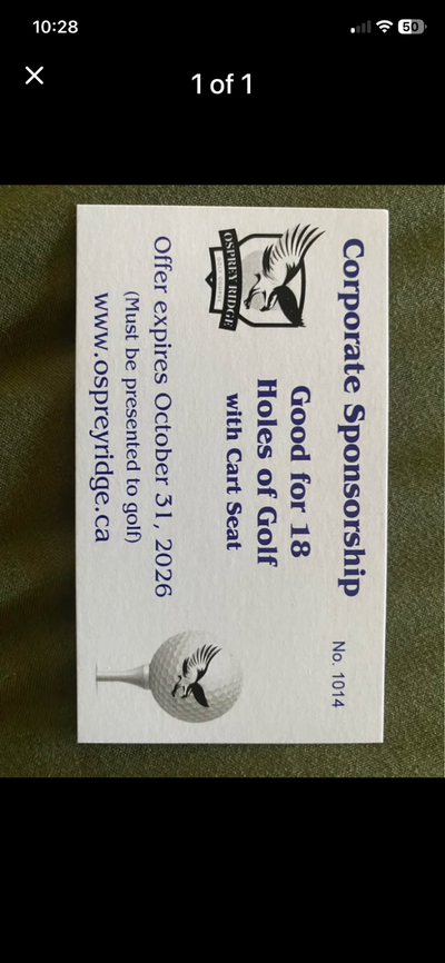 Passes for Osprey ridge golf. With carts included, View more