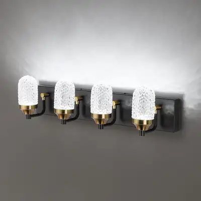 Tipace Vintage LED Crystal Vanity Light Black Gold Bathroom Vani, View more