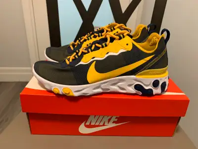 Nike React Element 55 Michigan Size: 9 Condition: DS with og box Jordan Lebron kd kobe kyrie vaporma...