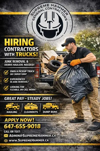 Junk Removal Contractors With Trucks Needed, View more